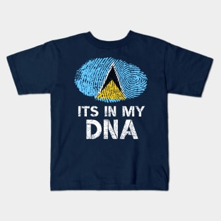 Its In My DNA Saint Lucia Flag Fingerprint Kids T-Shirt